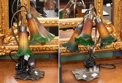 Lot 241 - A Pair of Tiffany Style Table lamps, in the...