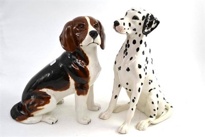 Lot 252 - Two Beswick fireside dogs, a Dalmatian and a beagle