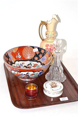 Lot 253 - Japanese Imari bowl, Worcester jug (a.f.), decanter, etc