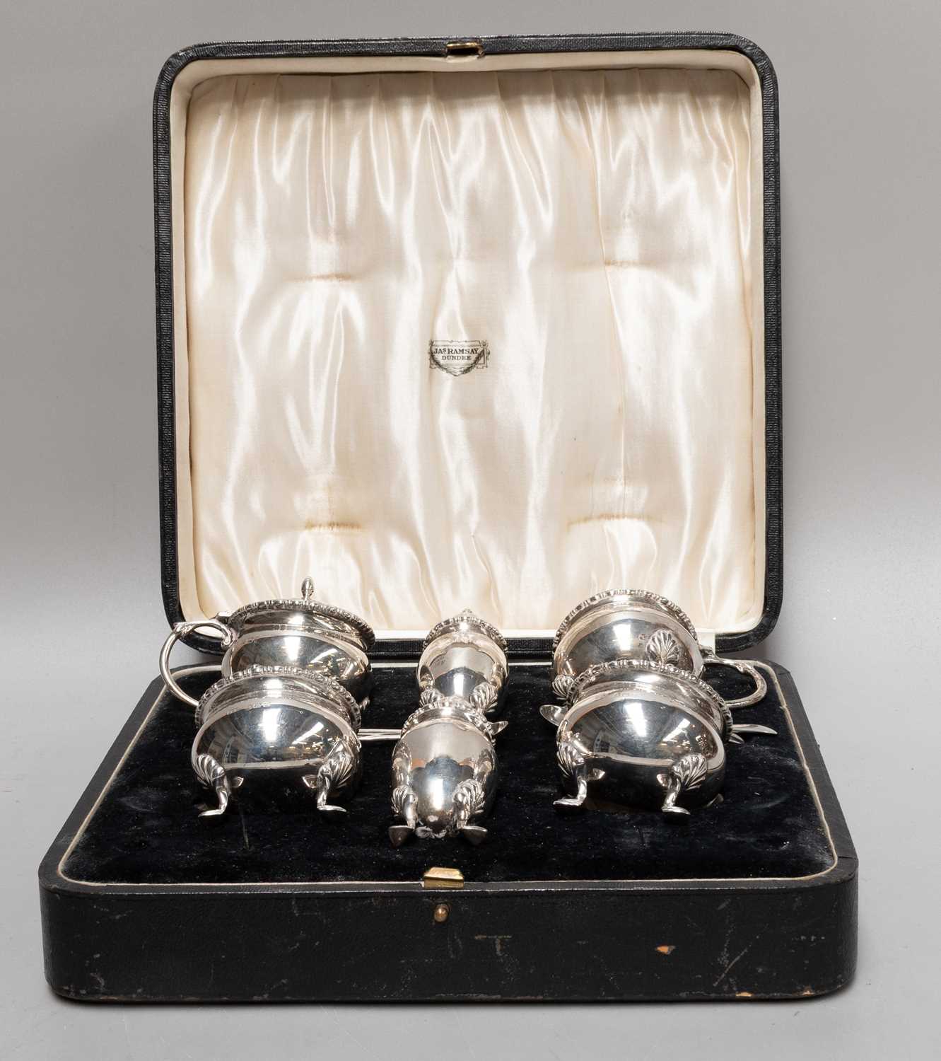 Lot 93 - A Cased George V Silver Condiment-Set, by...