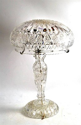 Lot 268 - Large cut glass mushroom lamp