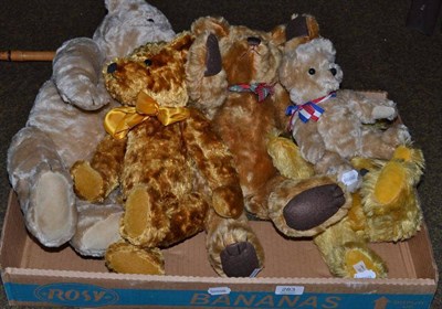 Lot 283 - Deans Rag Book jointed teddy bear, two Canterbury bears, Madrigal bear and a Gorman bear (5)