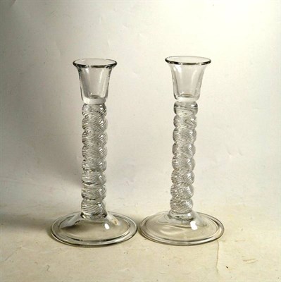 Lot 285 - Pair of early 20th century air-twist candlesticks