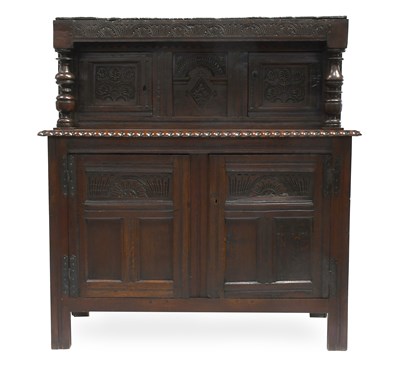 Lot 468 - A Joined Oak Press Cupboard, 17th century, the...