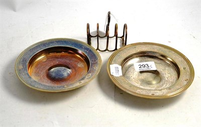 Lot 293 - Two modern silver dishes and a silver toast rack