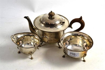 Lot 298 - Three piece silver tea set, London