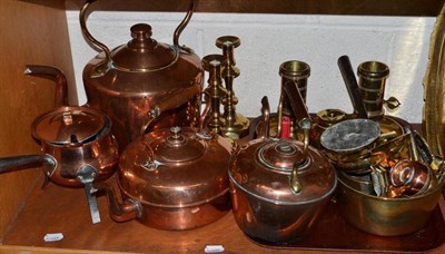 Lot 319 - Shelf of brass and copper wares