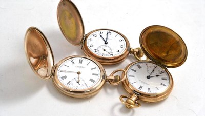 Lot 322 - Three gold plated full hunted pocket watches