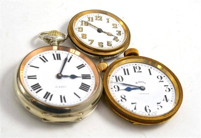 Lot 323 - Three eight day pocket / dashboard clocks