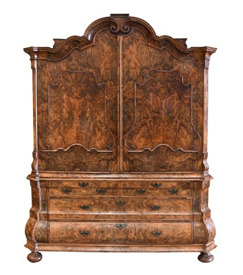 Lot 449 - A Figured Walnut and Burr Walnut Dutch Armoire,...