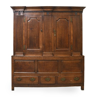 Lot 483 - A George II Oak Livery Cupboard, mid 18th...