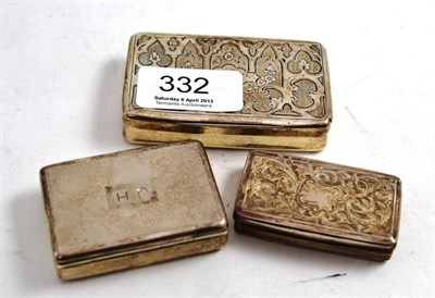 Lot 332 - Three silver snuff boxes