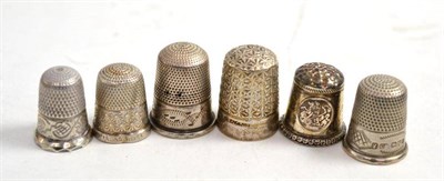 Lot 334 - Six silver thimbles (6)