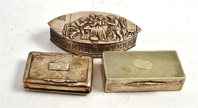 Lot 336 - Elliptical embossed snuff box and two others