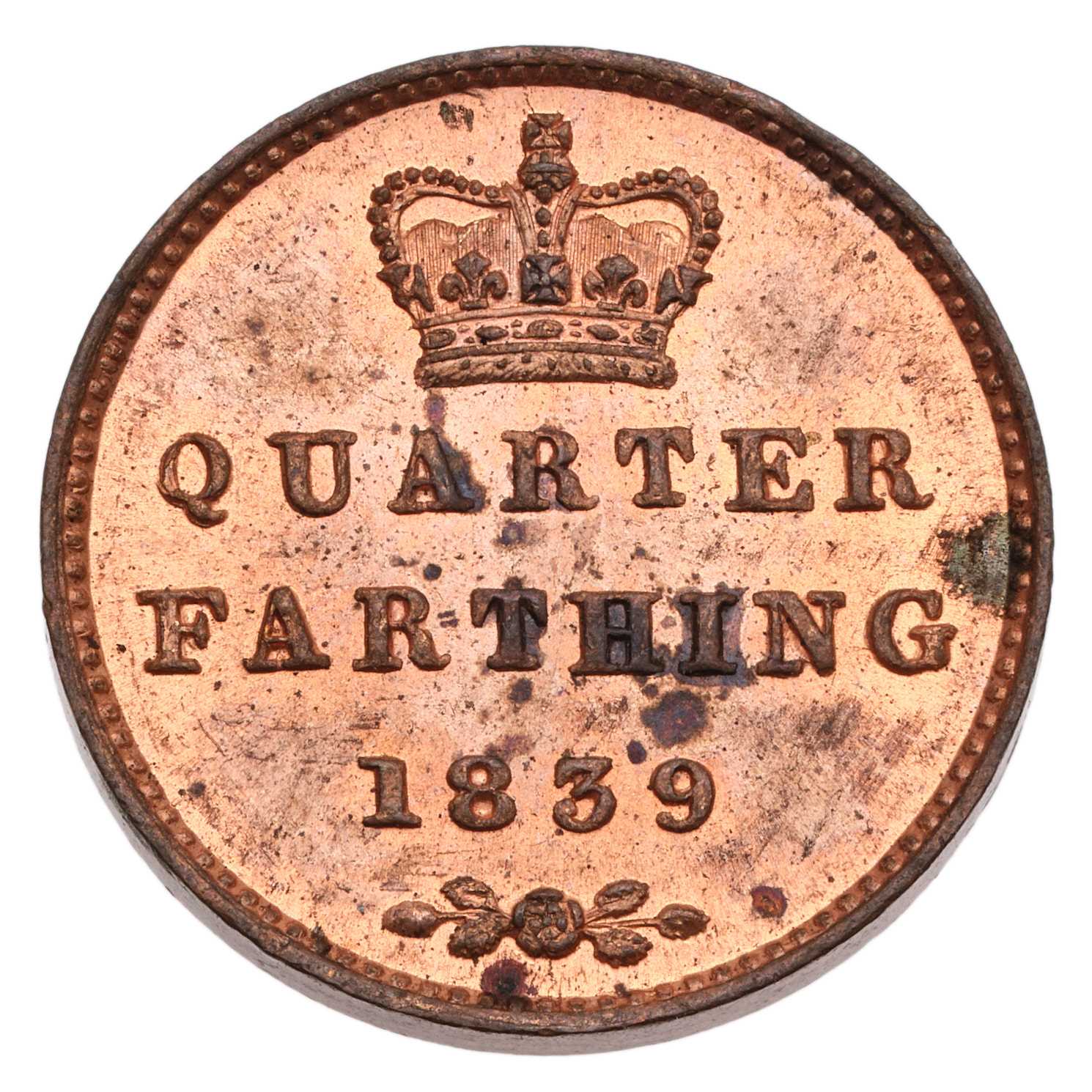 Lot 197 - Victoria, Quarter Farthing 1839, (Peck 1608,