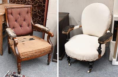Lot 600 - A Regency Mahogany Framed Button Open Armchair,...