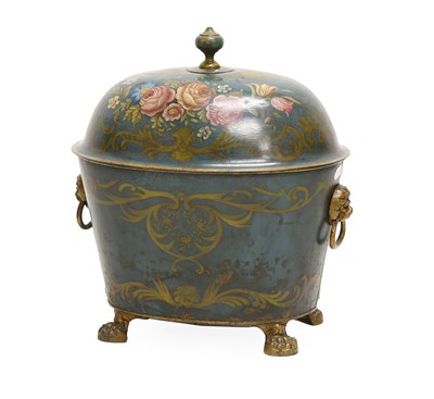 Lot 513 - A Regency-Style Green and Floral Painted...