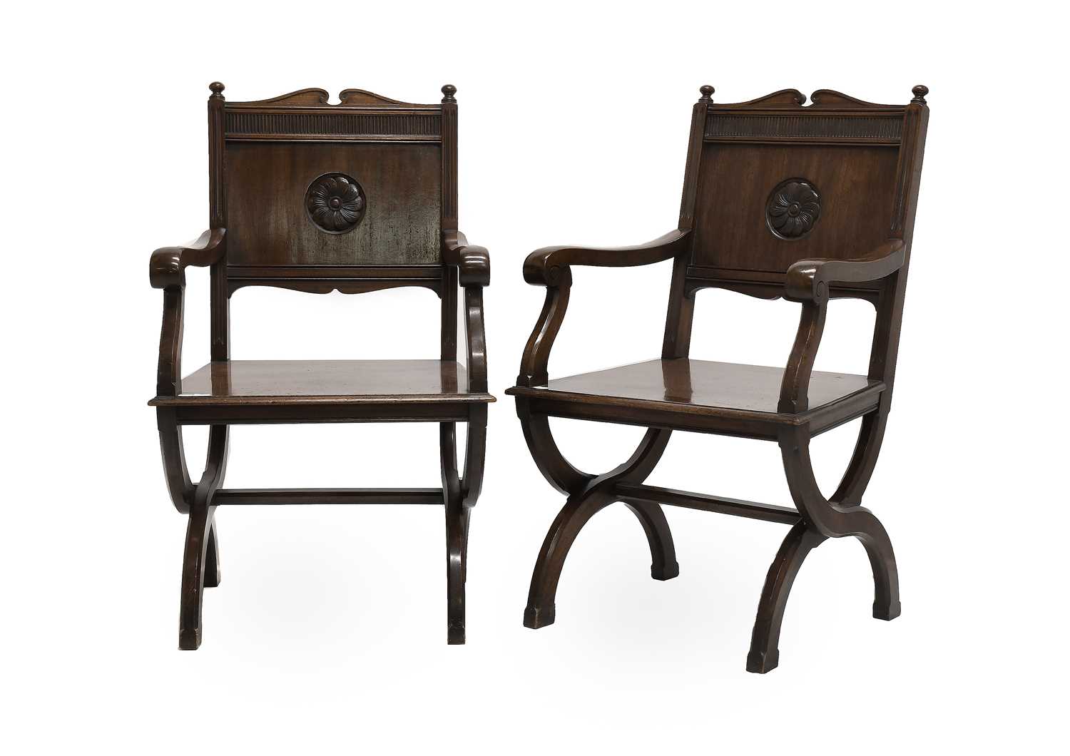 Lot 573 - A Pair of Victorian Carved Mahogany...