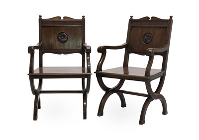 Lot 573 - A Pair of Victorian Carved Mahogany...