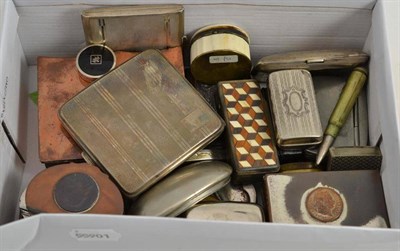 Lot 359 - Three silver cigarette cases and quantity of metal boxes, etc