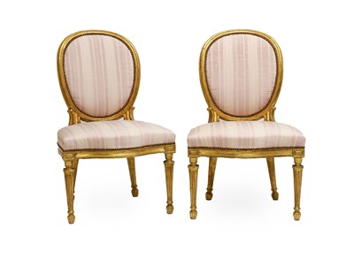 Lot 570 - A Pair of George III Giltwood Dining Chairs,...