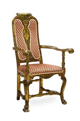 Lot 554 - An Italian Carved Giltwood and Green Painted...