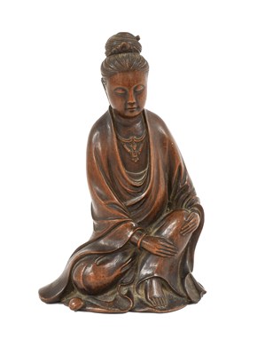 Lot 188 - A Chinese Boxwood Figure of Guanyin, in 18th...