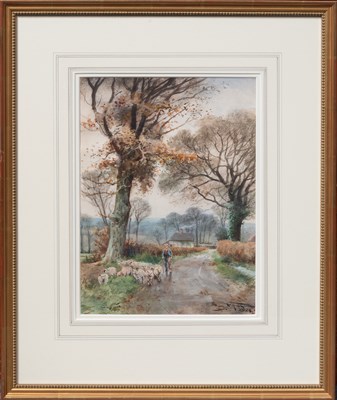Lot 1055 - Henry Charles Fox (1855-1929) "Lane scene with...