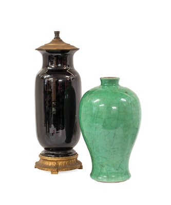 Lot 31 - A Chinese Crackle Green Glazed Meiping, Qing...