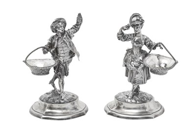 Lot 2215 - A Pair of Victorian Silver Figural Salt-Cellars