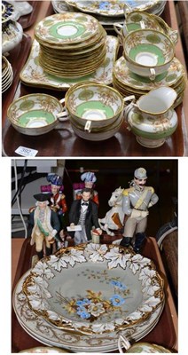 Lot 392 - Royal Worcester part tea service, two Sitzendorf military figures, four others etc (on two trays)