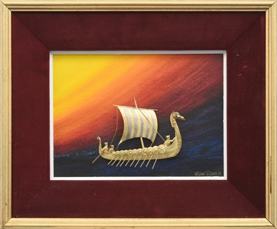 Lot 2230 - An Elizabeth II Gold, Silver and Diamond-Set Depiction of a Viking Long Ship