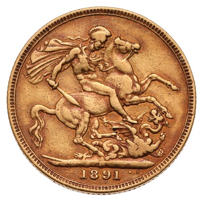 Lot 312 - Victoria, Sovereign 1891M, Melbourne Mint; fine