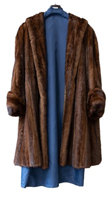 Lot 341 - Calman Links Brown Mink Fur Coat with shawl...