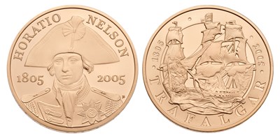 Lot 361 - UK, Gold Proof Crown Set 2005, Nelson...