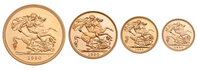 Lot 354 - UK, Gold Proof Set 1980, four coin set...