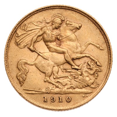 Lot 332 - Edward VII, Half Sovereign 1910; very fine