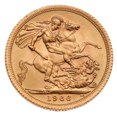 Lot 351 - Elizabeth II, Sovereign 1966; uncirculated