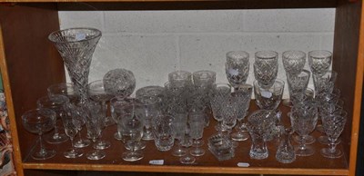 Lot 417 - A shelf of cut glass including Waterford, Stuart and Edinburgh Crystal