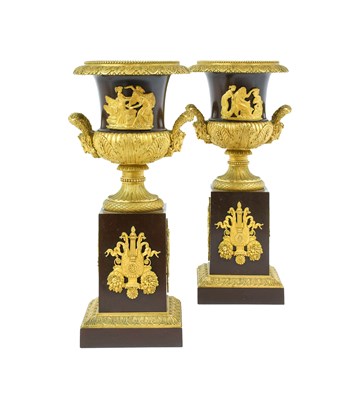 Lot 534 - A Pair of French Gilt and Patinated Bronze...