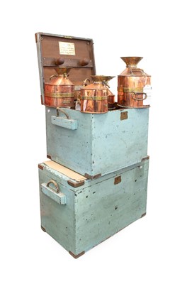 Lot 631 - A Boxed Set of Six Copper and Brass 'Chekpump'...