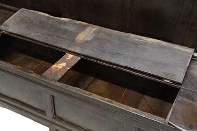 Lot 433 - A Charles II Joined Oak Box Settle, probably...