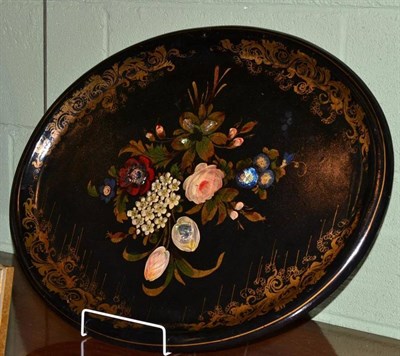 Lot 428 - A papier mache oval tray