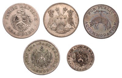 Lot 485 - 5x 19th Century Silver Tokens, Leeds and...