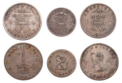 Lot 487 - 6x 19th Century Silver Tokens, Yorkshire,...