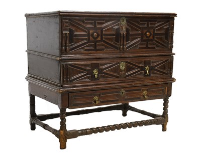 Lot 438 - A Charles II Oak and Fruitwood Chest on Stand,...