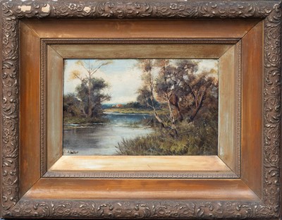 Lot 1044 - J* Tucker (19th century) Lake scene at sunset,...
