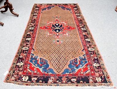 Lot 445 - Hamadan Carpet, the camel diamond lattice...