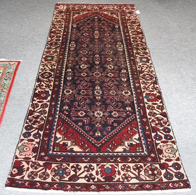Lot 434 - Hamadan Long Rug, the indigo Herati field...