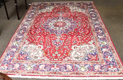 Lot 1238 - Tabriz Carpet, the raspberry field of angular...